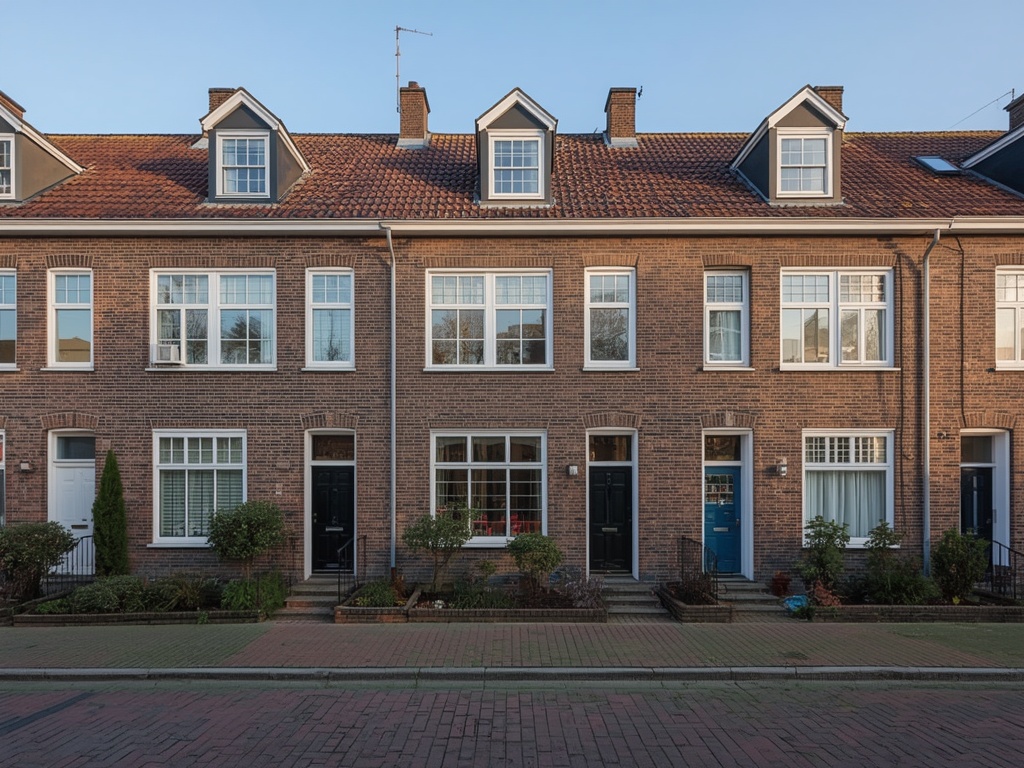 Rijtjeswoning in Lekkerkerk met nieuwe witte kunststof kozijnen aan het water