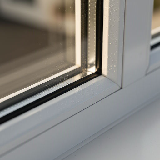 Detailopname van wit kunststof erkerraam met driedubbel glas in Benschop
