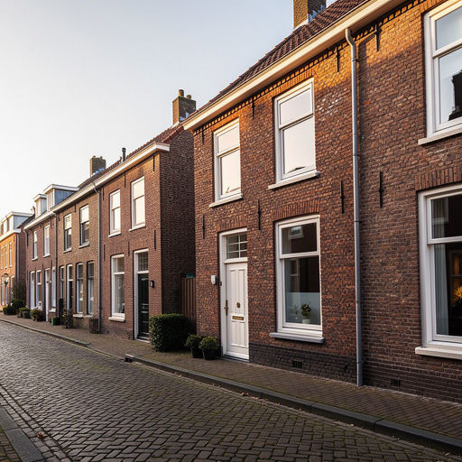 Rijtjeswoning in Vianen met nieuwe witte kunststof kozijnen aan de Lek