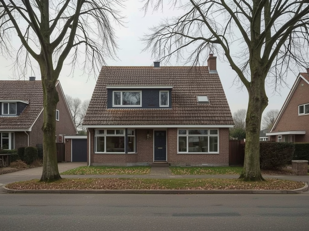 Jaren-70 woning in IJsselstein met antraciet kunststof kozijnen en voordeur