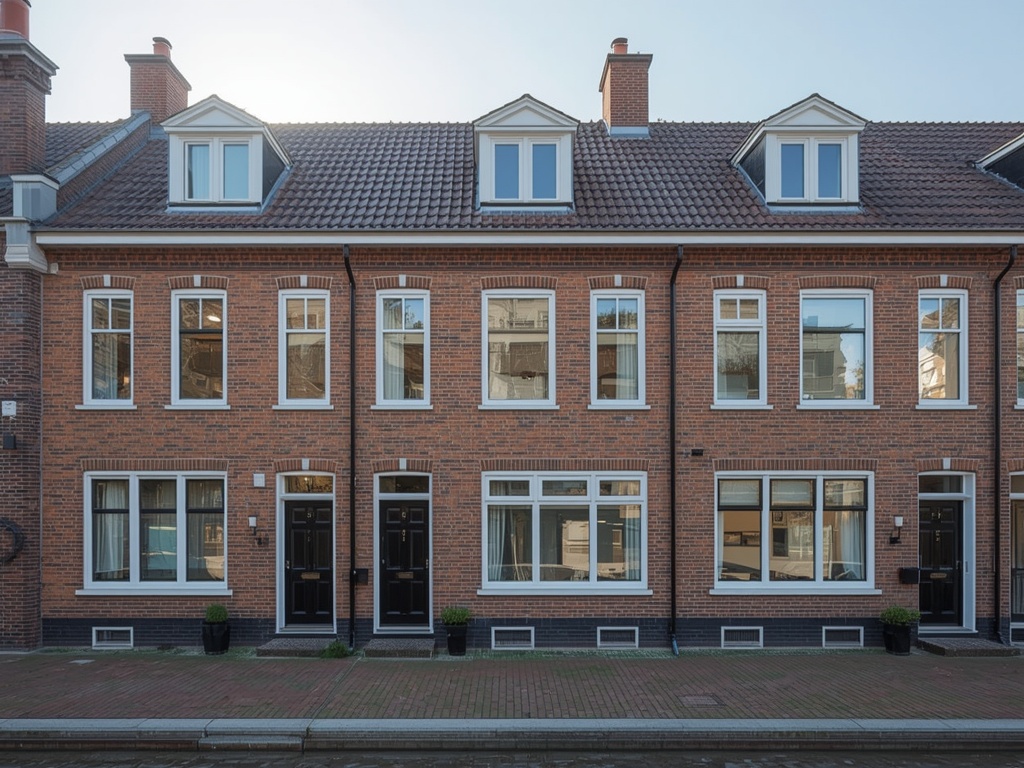 Rijtjeswoning in Bodegraven met nieuwe witte kunststof kozijnen aan de Oude Rijn