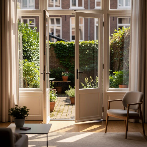 Woonkamer in Montfoort met zicht op de tuin via openslaande kunststof deuren