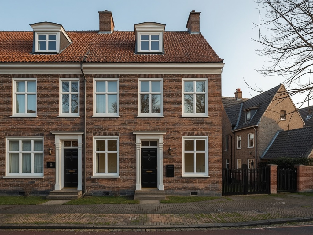 Rijtjeswoning in Utrecht met nieuwe witte kunststof kozijnen aan singel
