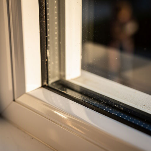Detailopname van een wit kunststof erkerraam met isolatieglas in een Montfoortse woning