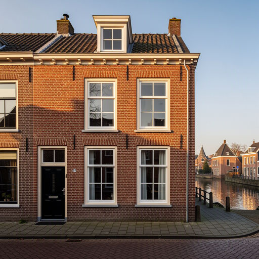 Rijtjeswoning in De Meern met nieuwe witte kunststof kozijnen aan een singel