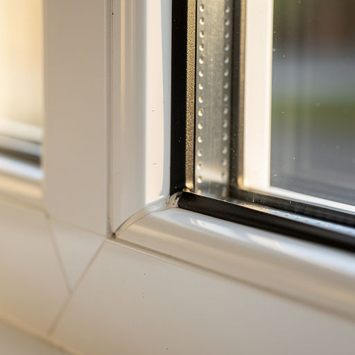 Detailopname van een wit kunststof erkerraam met driedubbel glas in Oudewater