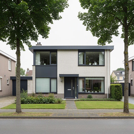 Jaren-70 woning in Vianen met antraciet kunststof kozijnen en voordeur