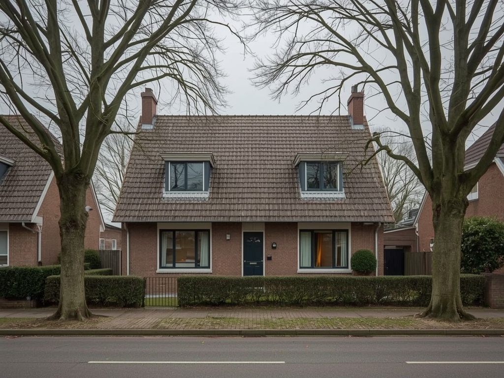 Jaren-70 woning in Benschop met antracietgrijze kunststof kozijnen en voordeur