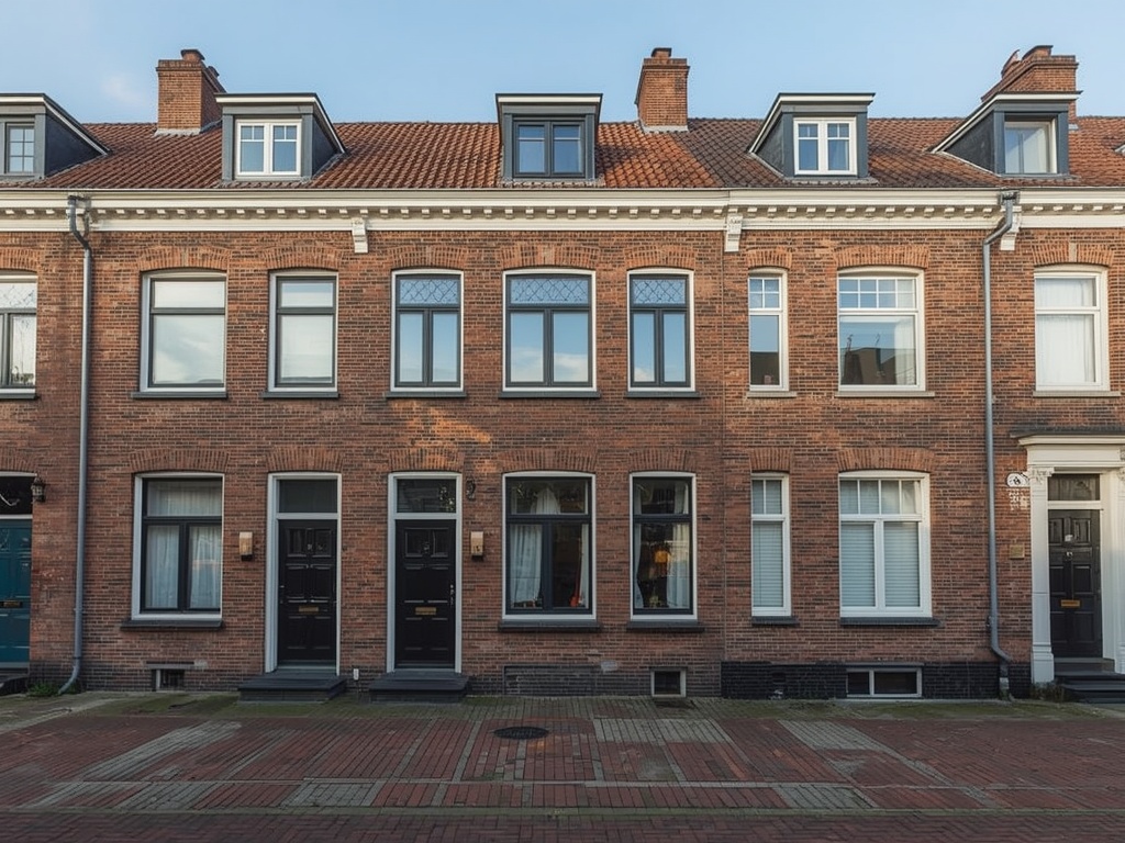 Rijtjeswoning in Vleuten met nieuwe witte kunststof kozijnen aan gracht