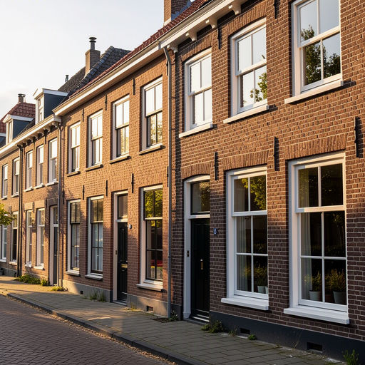 Rijtjeswoning in Schoonhoven met nieuwe witte kunststof kozijnen aan de Lekdijk