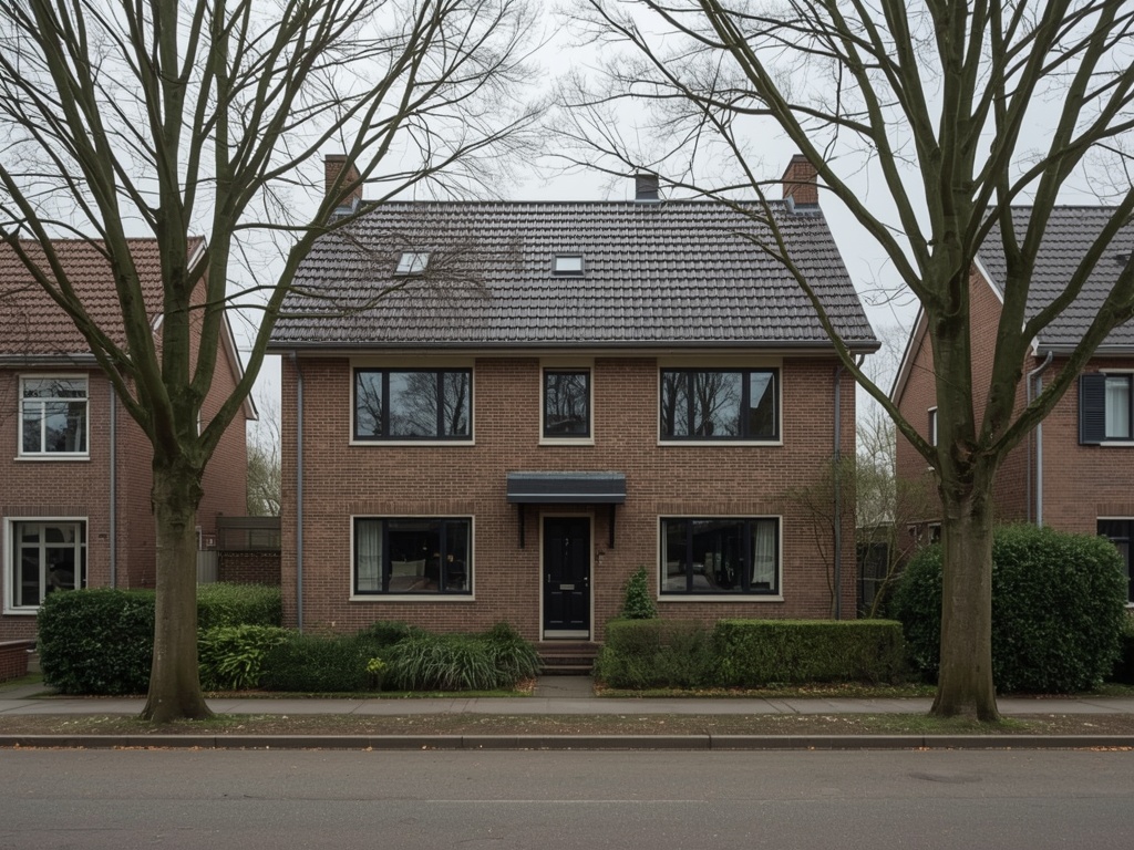 Antraciet kunststof kozijnen en voordeur bij een jaren-70 woning in Oudewater