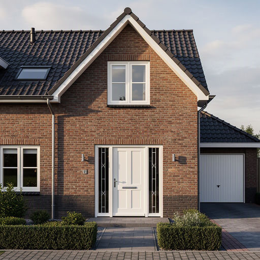 Kunststof voordeur aan de voorgevel van een woning in IJsselstein
