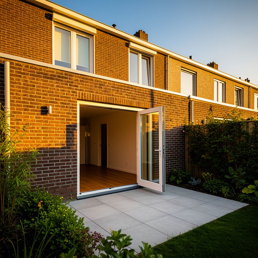 Kunststof schuifpui aan de achtergevel van een woning in IJsselstein
